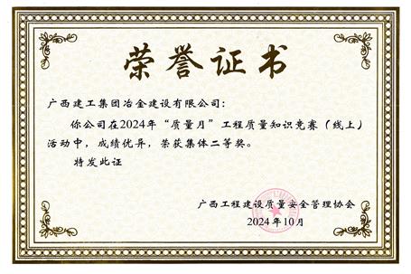 【喜訊】冶建公司獲廣西質(zhì)安協(xié)會通報表揚(yáng)